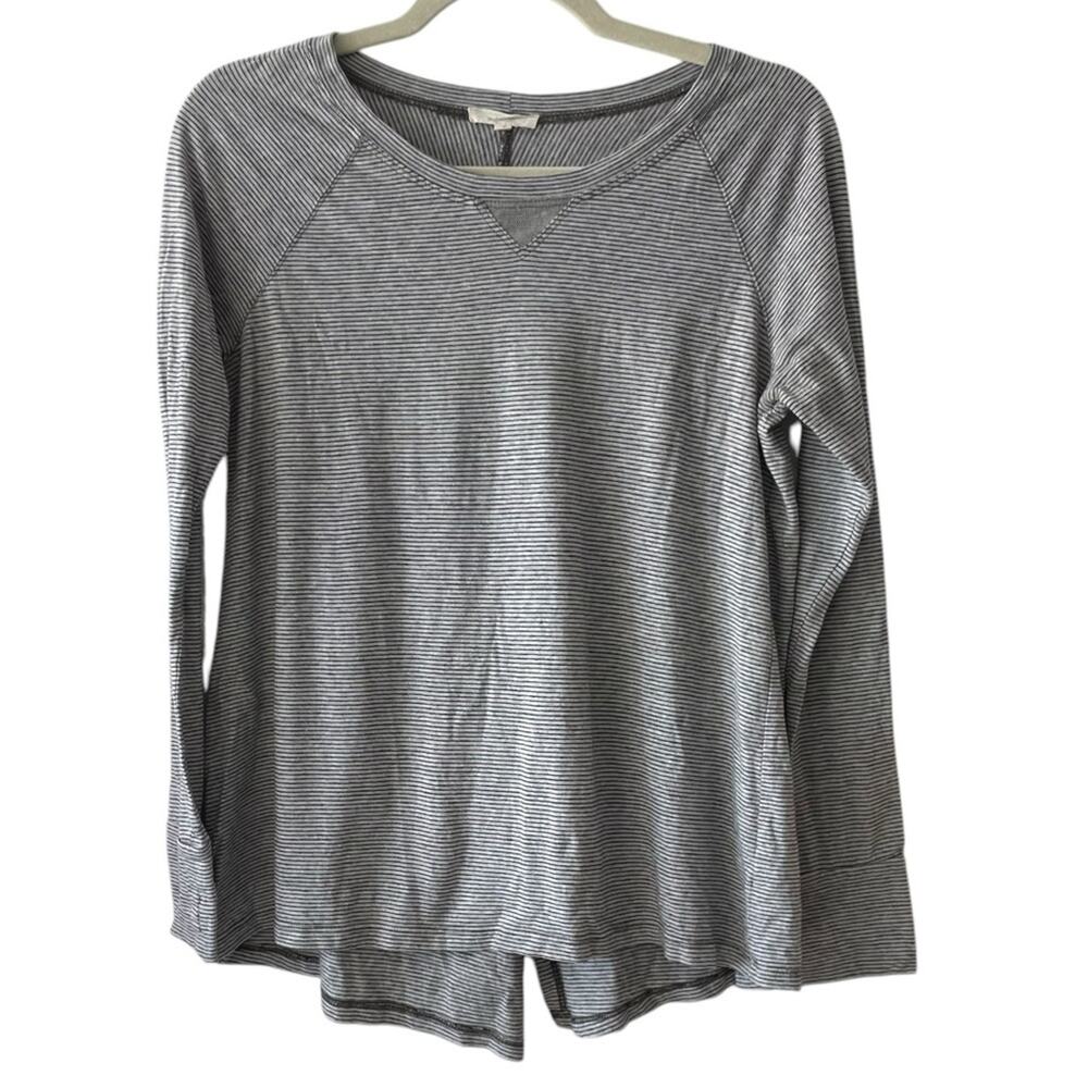 Mystree Striped Long Sleeve Pullover | Gray Black | S